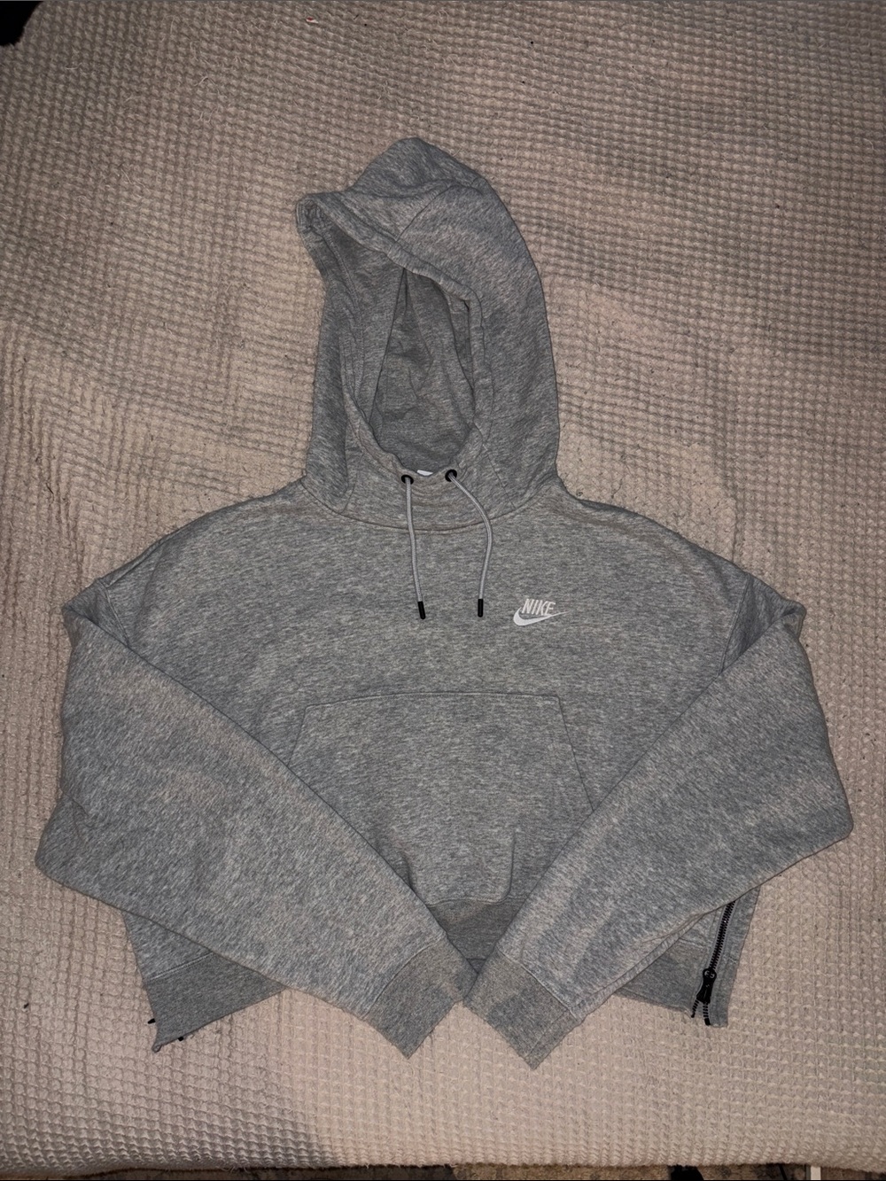 Nike Heather Gray Cropped Pullover Hoodie